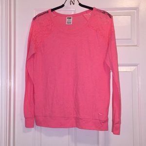 Victoria's Secret pink lace long sleeve tee